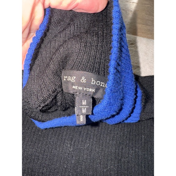 Rag Bone Black Blue‎ Mock Neck Long Sleeve Sweater M - Picture 7 of 9